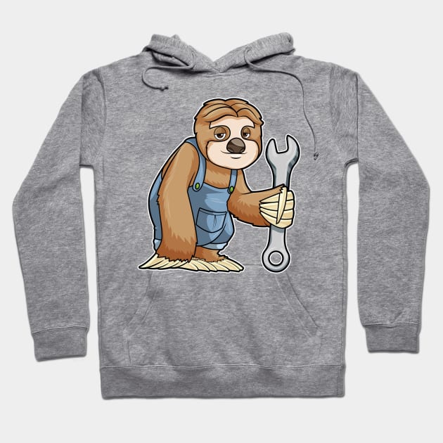 Sloth as Craftsman with Wrench Hoodie by Markus Schnabel